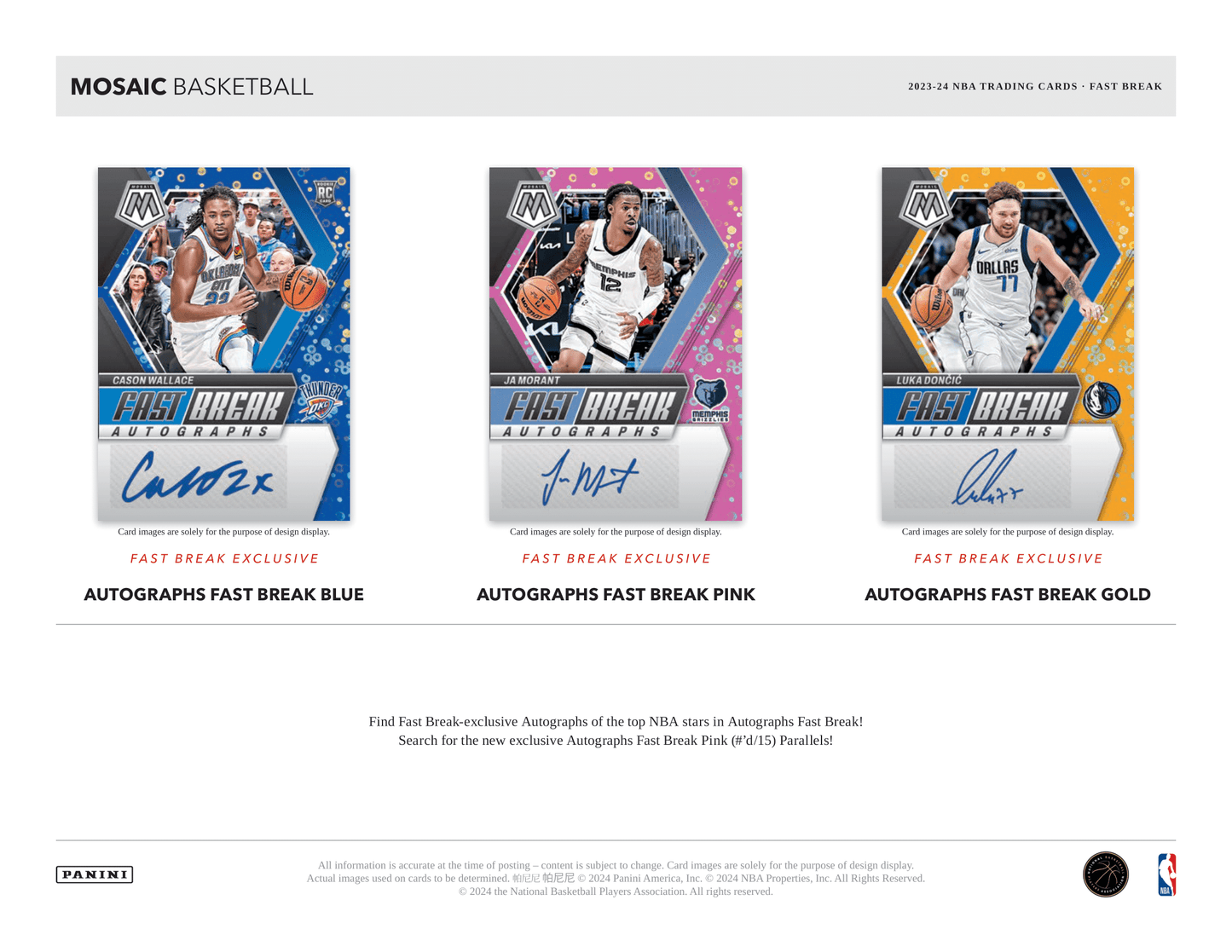 Panini - 2023/24 Mosaic Fast Break Basketball (NBA) - Hobby Box