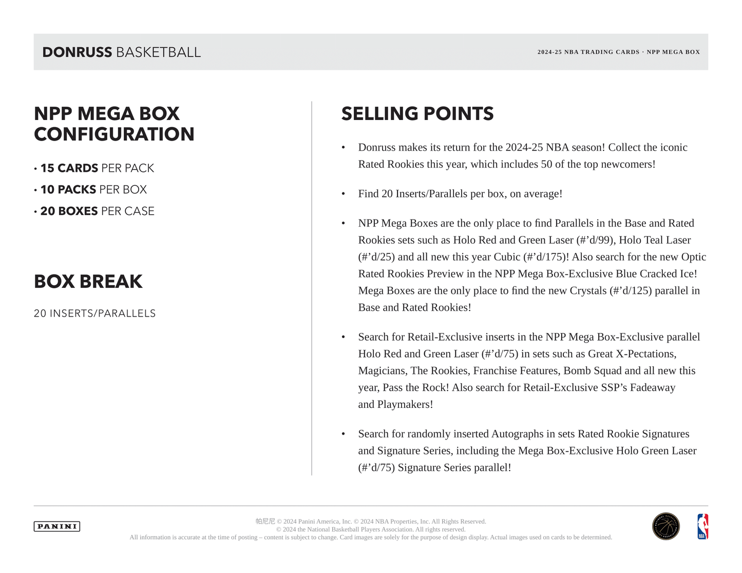 Panini - 2024/25 Donruss Basketball (NBA) - Mega Box