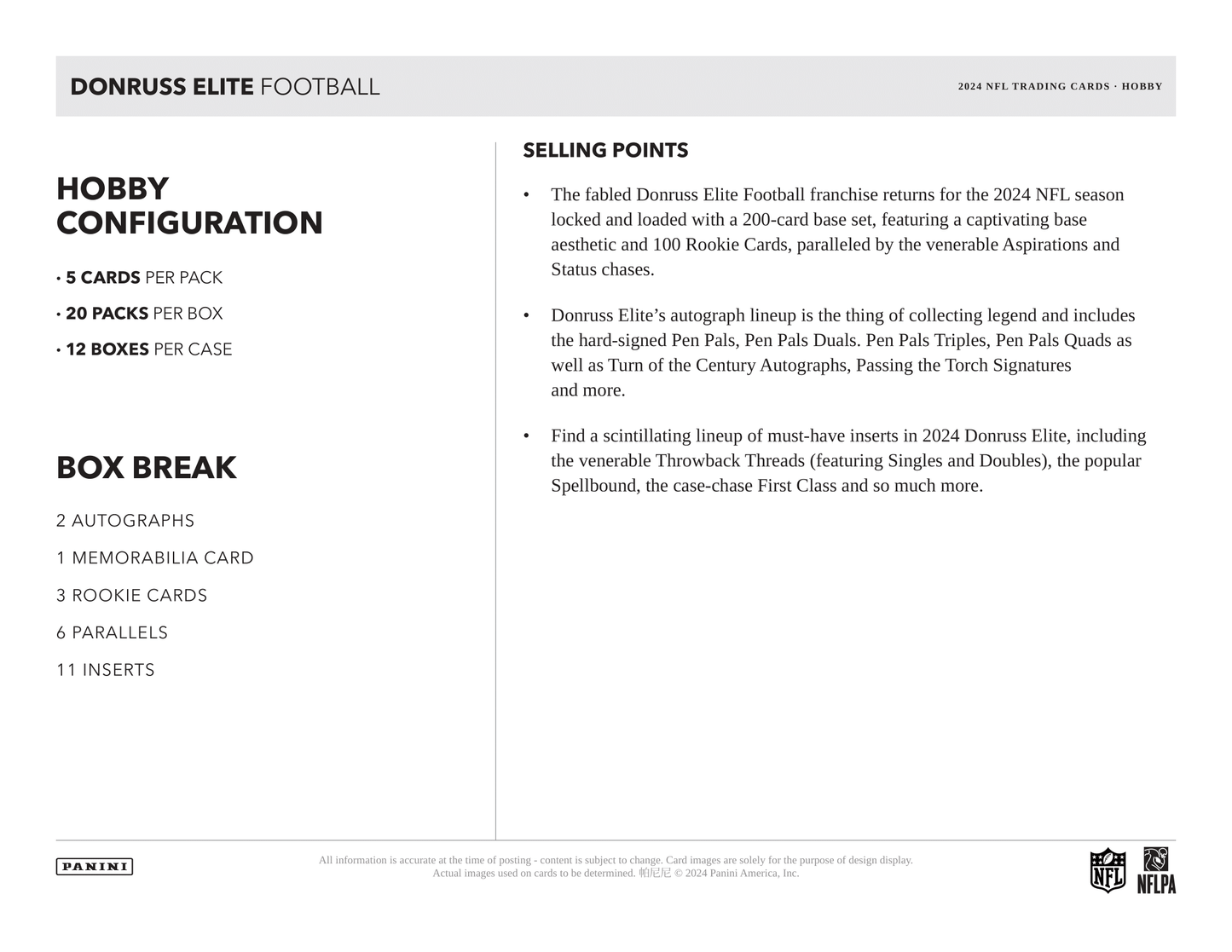Panini - 2024 Donruss Elite American Football (NFL) - Hobby Box