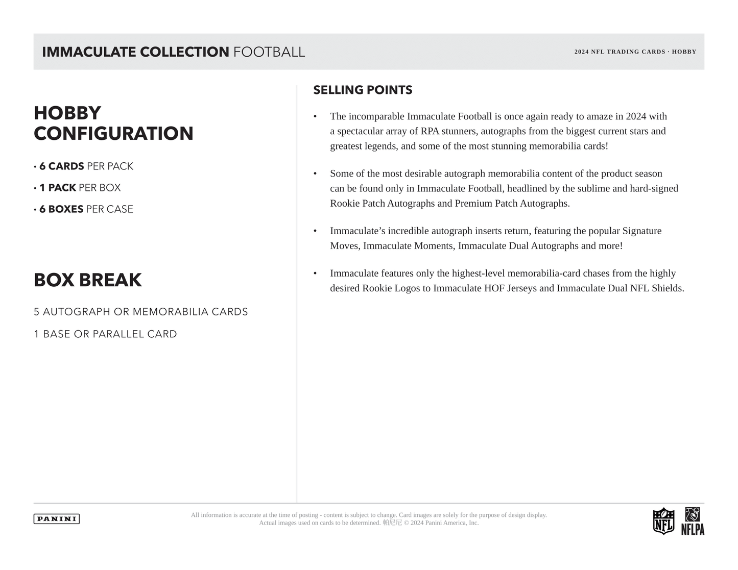 Panini - 2024 Immaculate American Football (NFL) - Hobby Box