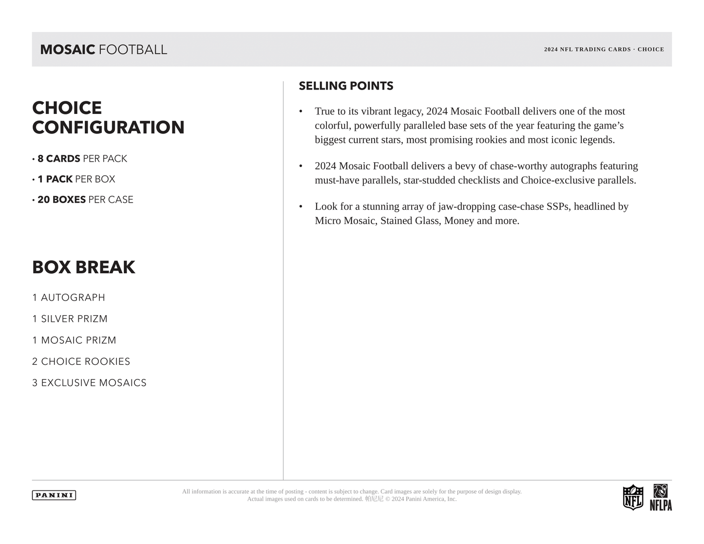 Panini - 2024 Mosaic American Football (NFL) - Choice Box