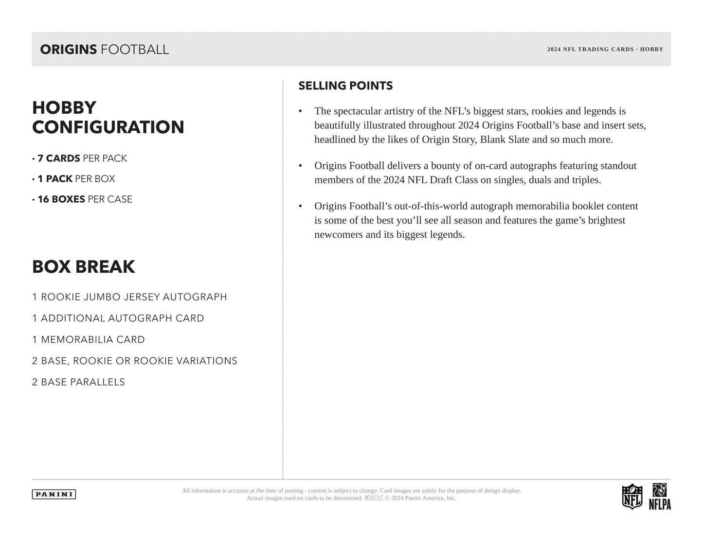 Panini - 2024 Origins American Football (NFL) - Hobby Box