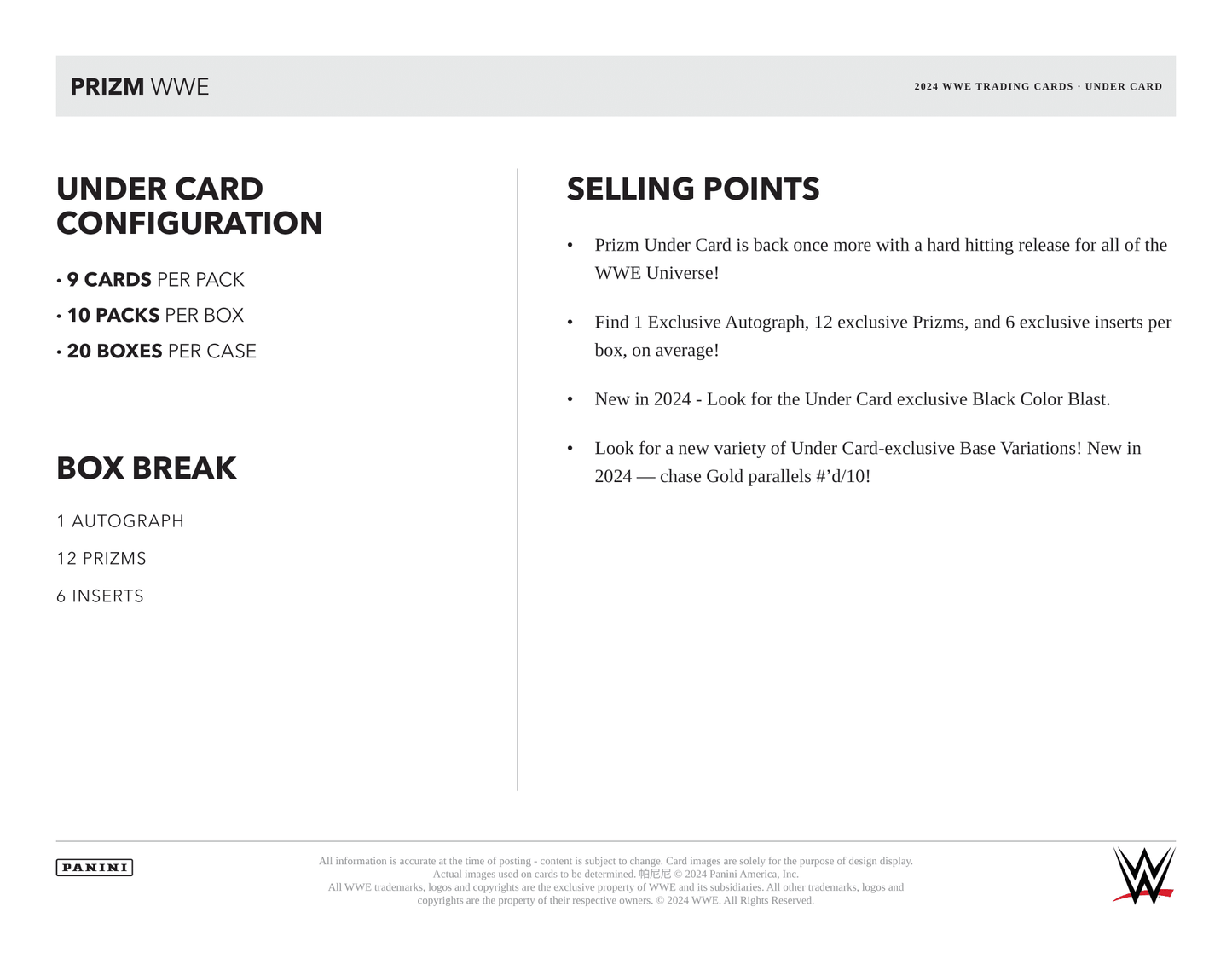 Panini - 2024 Prizm WWE Wrestling Under Card - Hobby Box