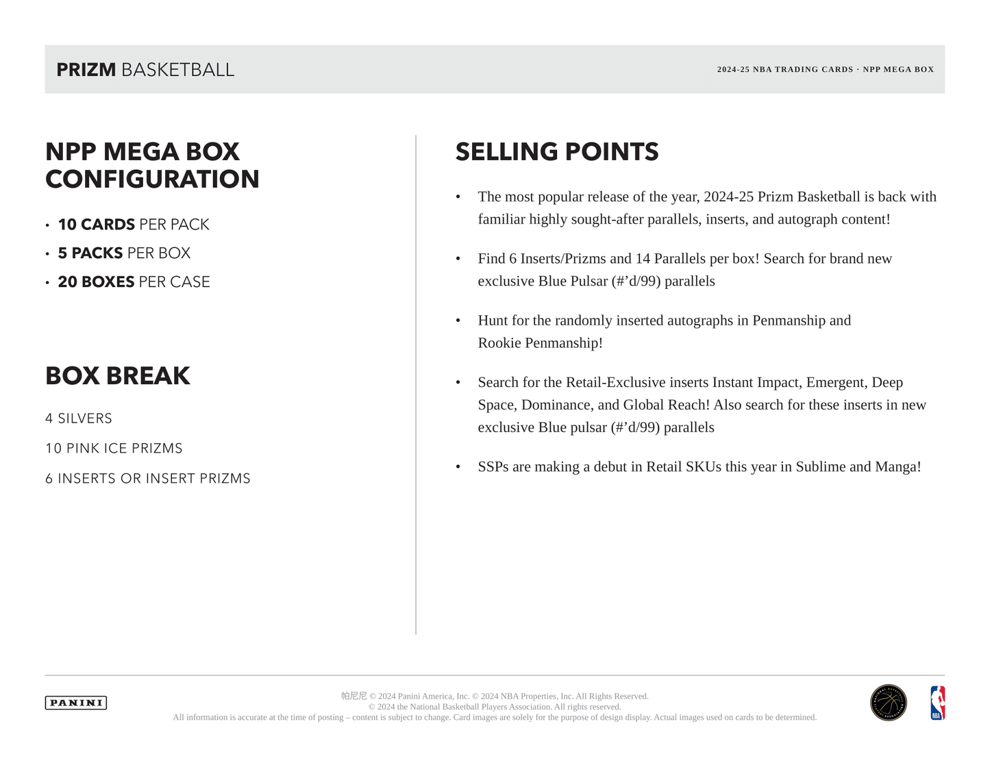 Panini - 2024/25 Prizm Basketball (NBA) - Mega Box
