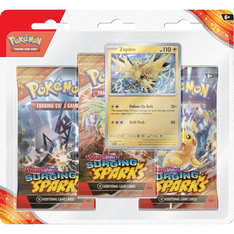 Pokemon TCG - Scarlet & Violet - Surging Sparks - 3-Pack Blister - Zapdos