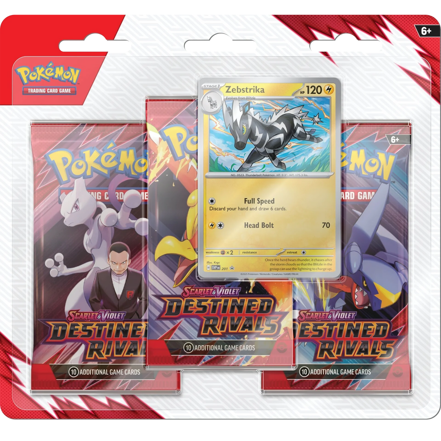 Pokemon TCG - Scarlet & Violet - Destined Rivals - 3-Pack Blister (Zebstrika)
