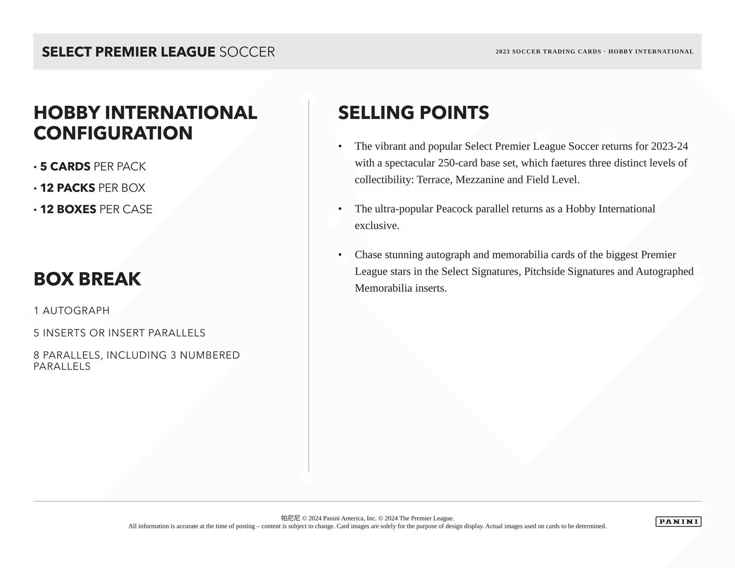 Panini - 2023/24 Select Premier League Football (Soccer) - International Hobby Box