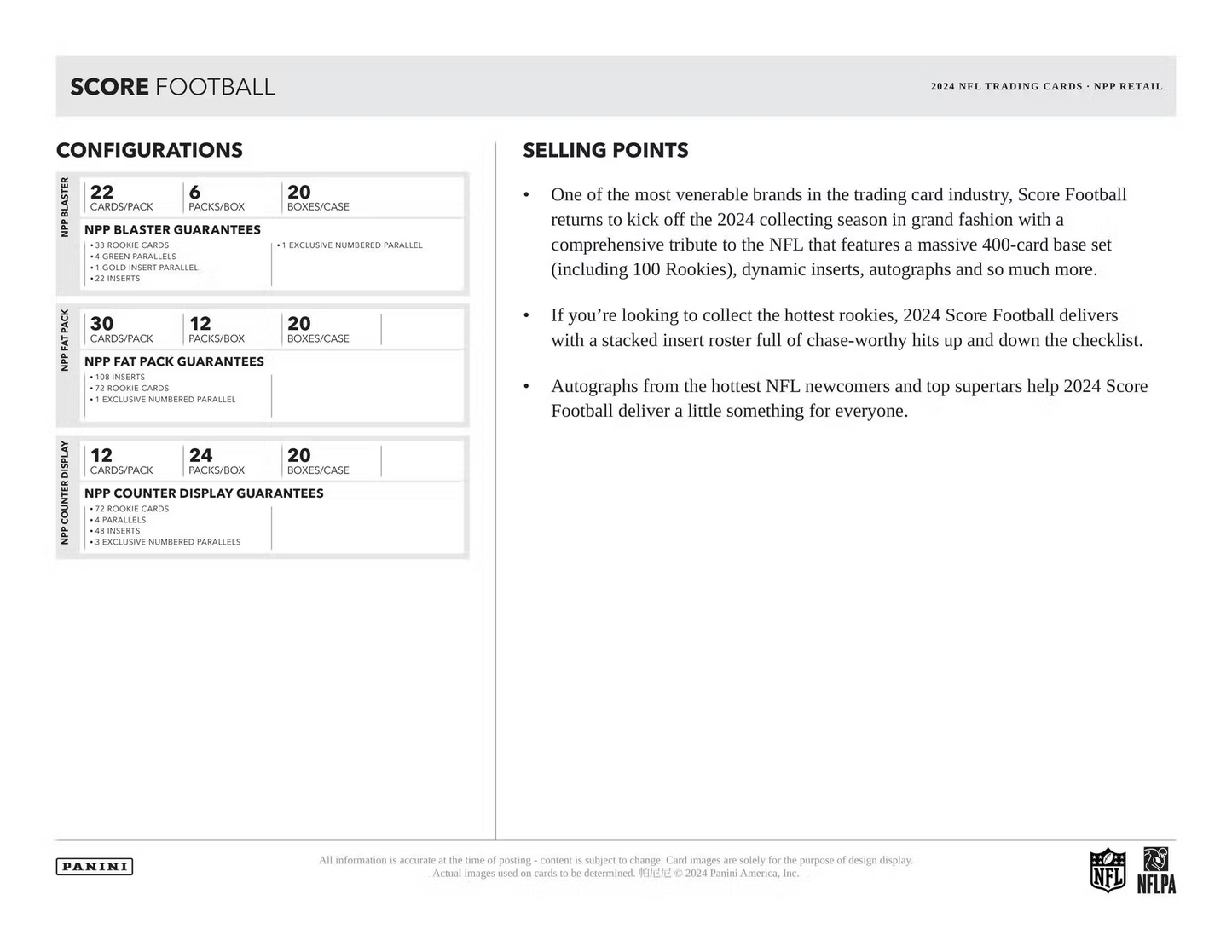 Panini - 2024 Score American Football (NFL) - Blaster Box