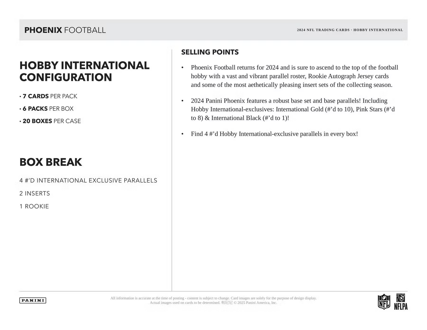 Panini - 2024 Phoenix American Football (NFL) - International Mega Box