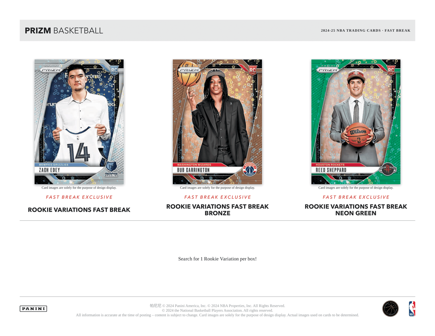 Panini - 2024/25 Prizm Fast Break Basketball (NBA) - Hobby Box