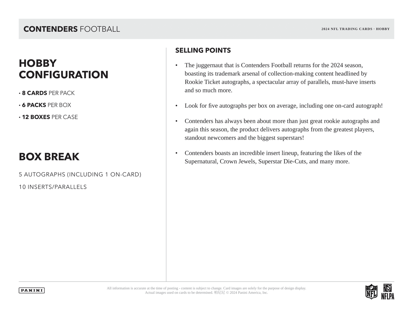 Panini - 2024 Contenders American Football (NFL) - Hobby Box