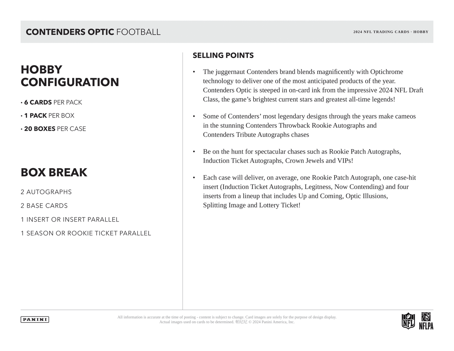 Panini - 2024 Contenders Optic American Football (NFL) - Hobby Box