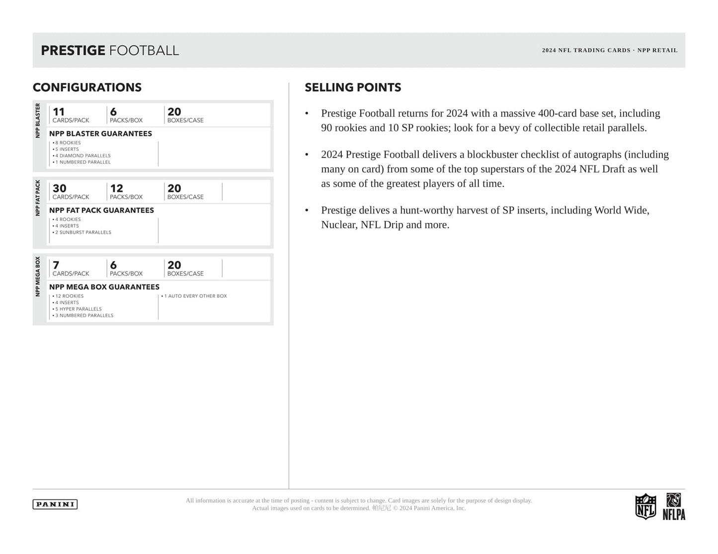Panini - 2024 Prestige American Football (NFL) - Blaster Box