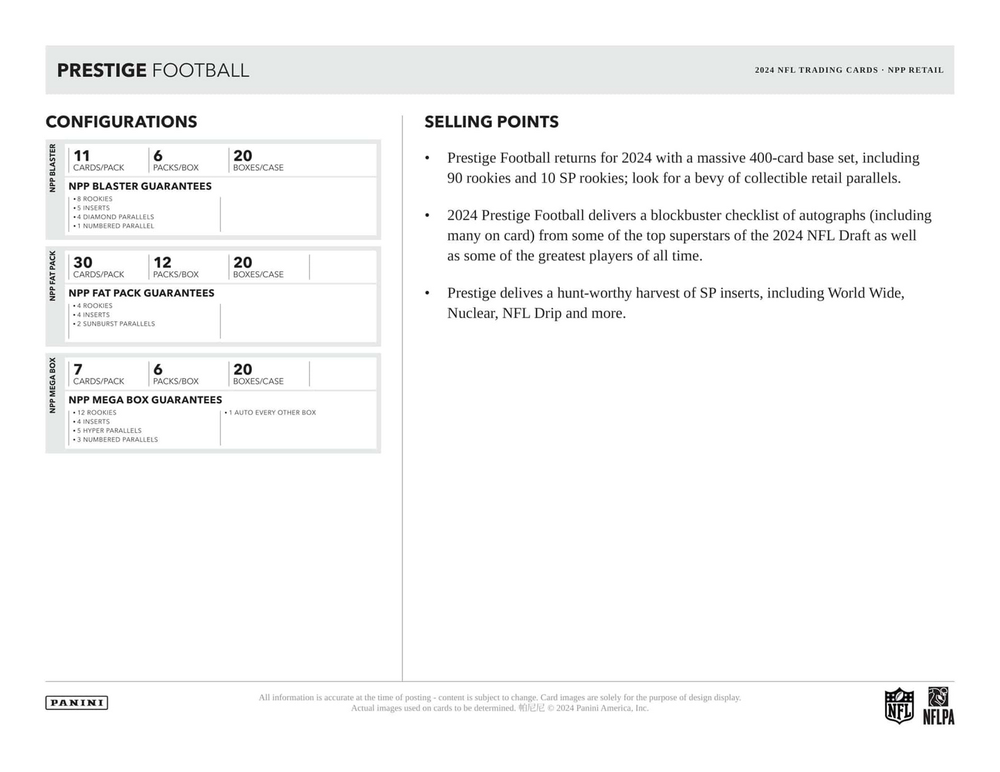 Panini - 2024 Prestige American Football (NFL) - Retail Box