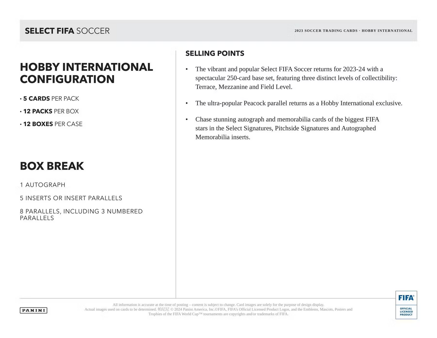Panini - 2023/24 Select FIFA Football (Soccer) - International Hobby Box