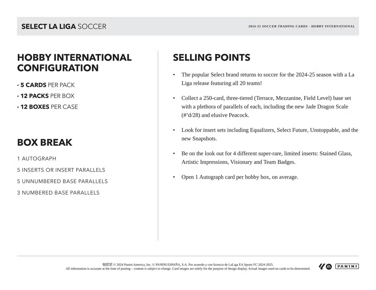 Panini - 2024/25 Select La Liga Football (Soccer) - International Hobby Box