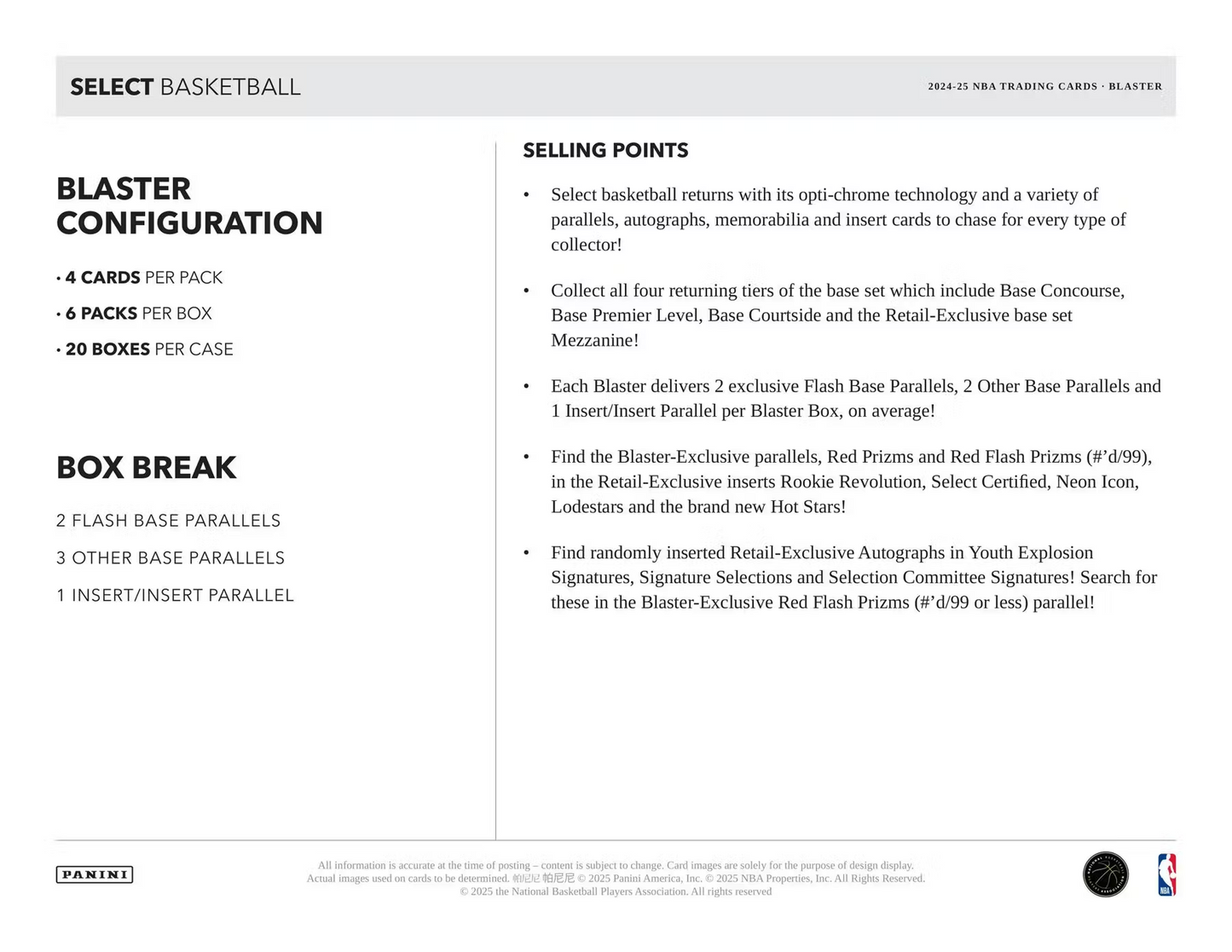 Panini - 2024/25 Select Basketball (NBA) - Blaster Box
